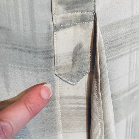 Aritzia A Moveable Feast gray cream plaid silk dress tunic oversize fit size XXS - Picture 9 of 16